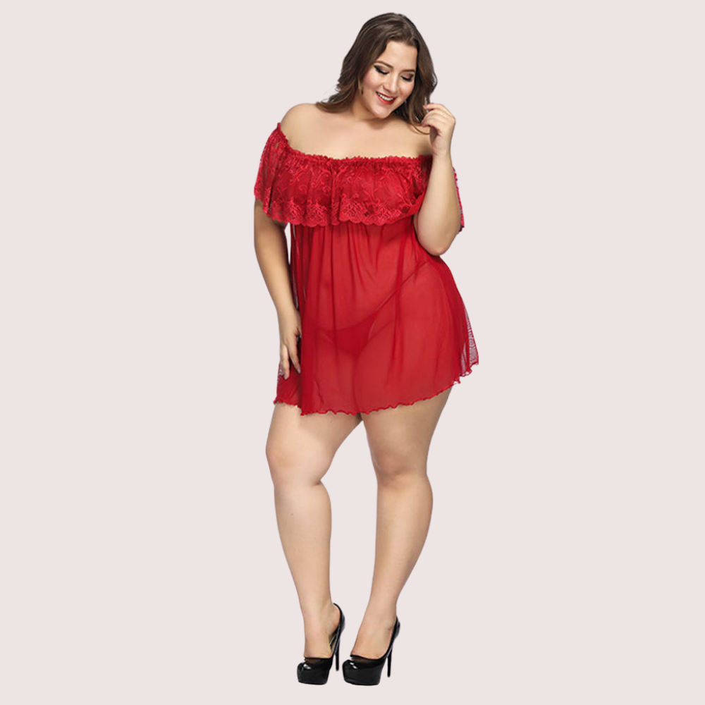 Sexy Plus Size Lace Babydoll Dress Snazzyway